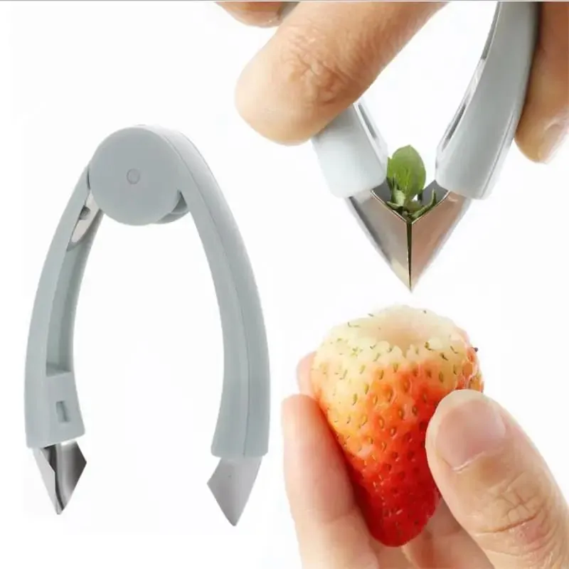 Stainless Steel Tomato Stem Strawberry Leaf Remover Pineapple Seed Cutter Fruit Shelling Tweezer Kitchen Machine Slicer Gadget — image 2