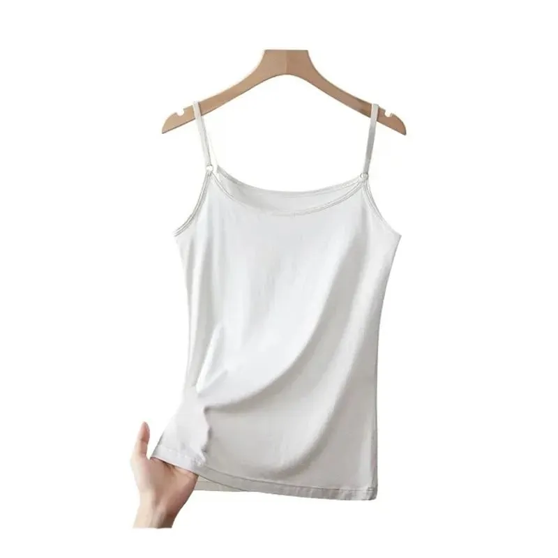 Cotton Feel Solid Sling Camisole Women Crop Top 35-75kg Sleeveless Sexy Slimming Vest Tank Base Tee Underwear Daily Staple 2026
