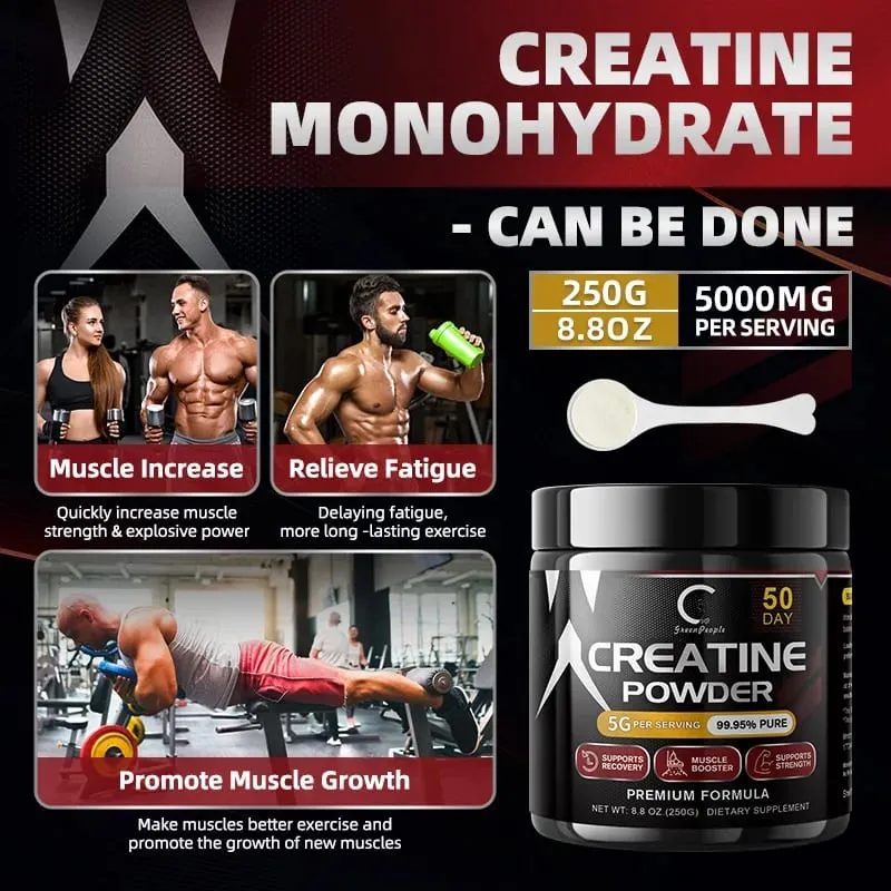 Poudre de créatine pré-entraînement pour hommes et femmes – Soutien à la performance cognitive et à l'exercice – Certifié NSF pour le sport – 150 g