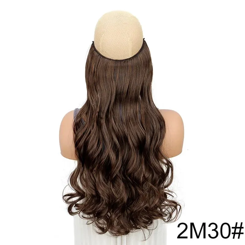 20Inch Synthetic Long Curly Invisible Wire Hair Extensions Headband Heat Resistant No Clips Hairpiece for Women — image 10