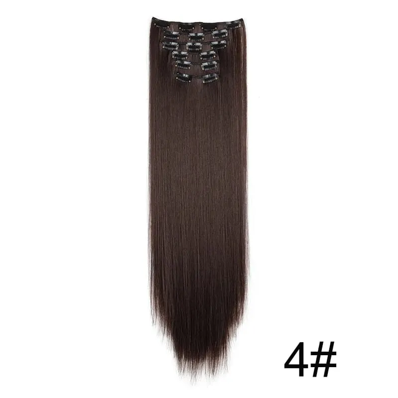 24Inch Synthetic 6pcs/set Long Straight Hair Extension Increasing Volume Extending Soft Comfortable Hairpiece for Women — image 10