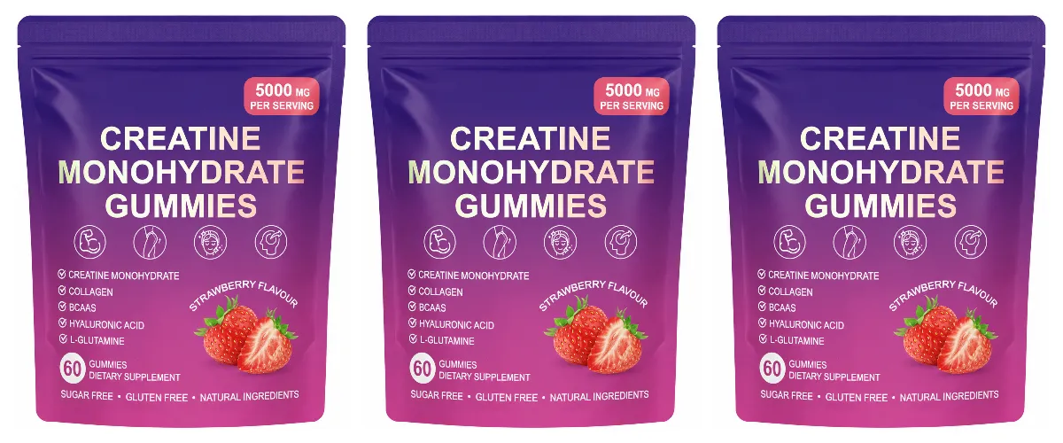 Creatine Gummies with Collagen BCAA Hyaluronic Acid Vitamin D3 Zinc Fitness Supplement for Active Adults Workout Support Sugar — image 8