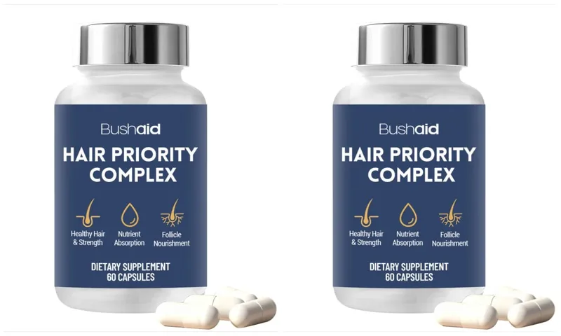 BushAid Hair Nutrition Kapsler med Biotin Hydrolyserede Keratin Peptides Zink og L-Leucin til Daglig Hair Wellness 60 Count