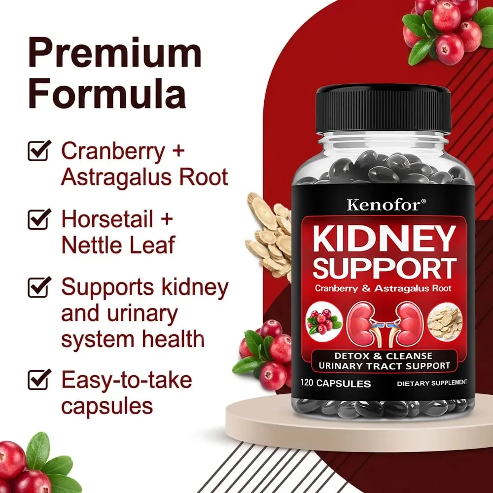 Kidney Support Supplement - with Cranberry for Normal Urinary Tract Health and Bladder Health Healthy Kidney Function
