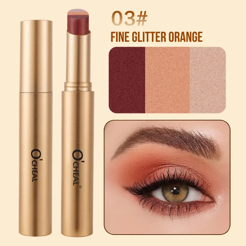 3 Color Matte Pearlescent Eye Shadow Stick Waterproof Durable Gloss Smoked Eye Makeup Cosmetics Long-Lasting Eye Shadow Stick — image 10