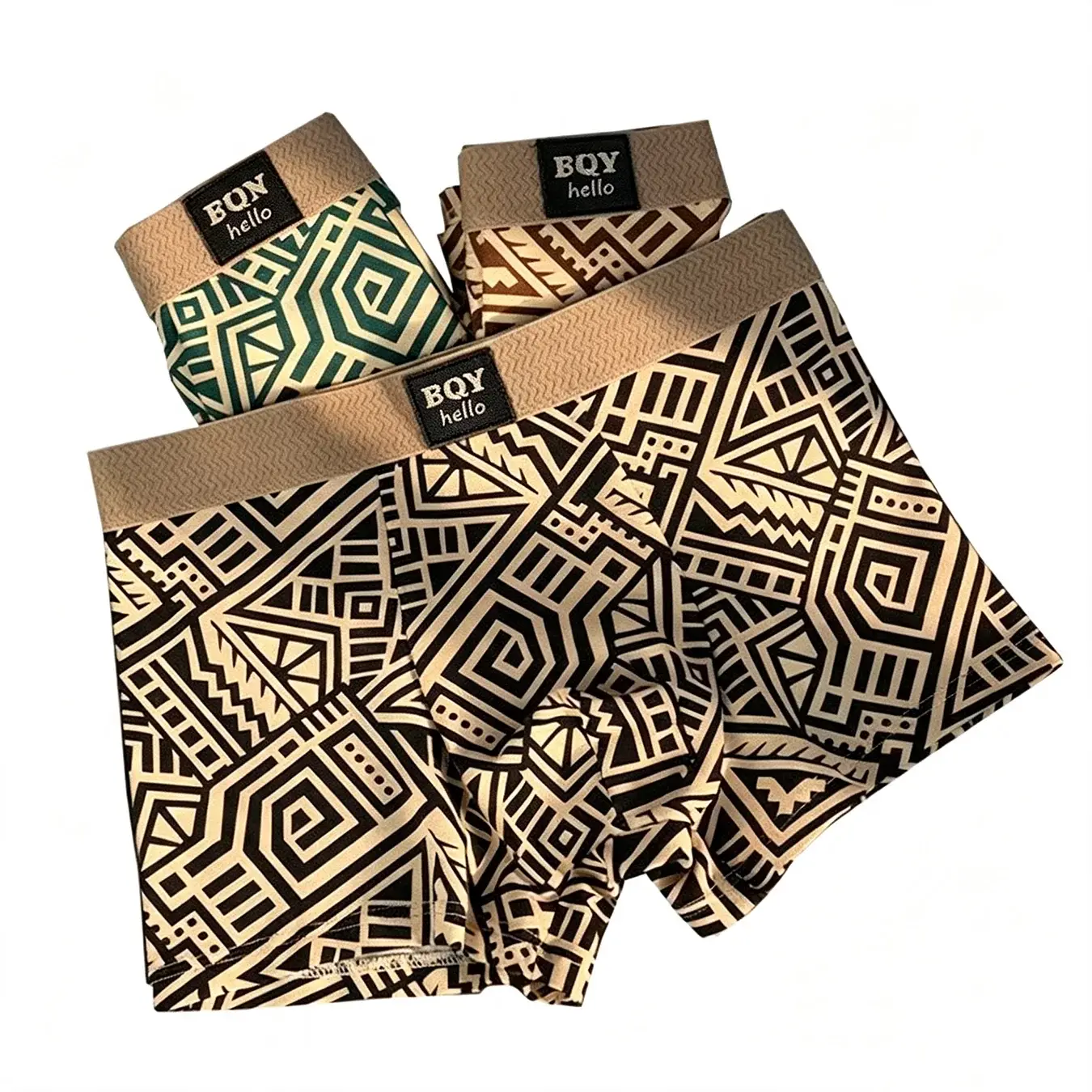 Men's Breathable Comfortable Underwear American Style Personalized Boxer Shorts Printed Trendy Ethnic Retro Square Underpant
