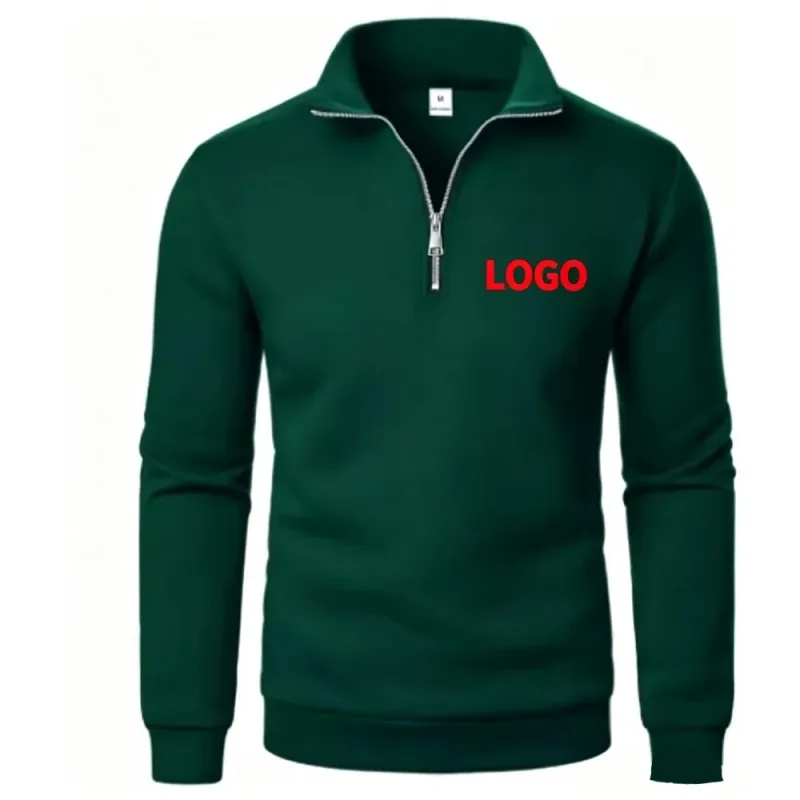 Free customization of men's spring and autumn new casual half-chain stand-up collar cardigan the trend of simple and loose over