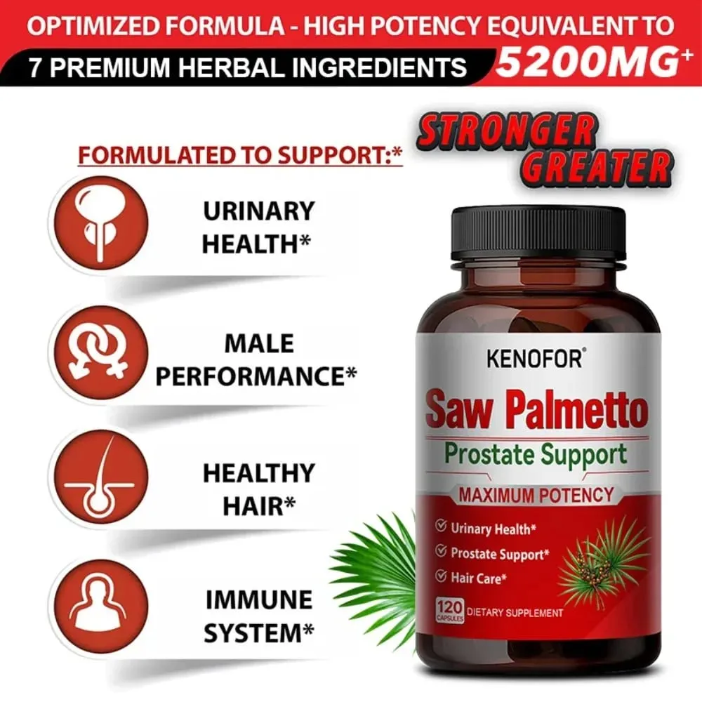 Prostate Supplement with Saw Palmetto Supports Urinary Tract Health Herbal Health Supplement 120 Vegetarian Capsules