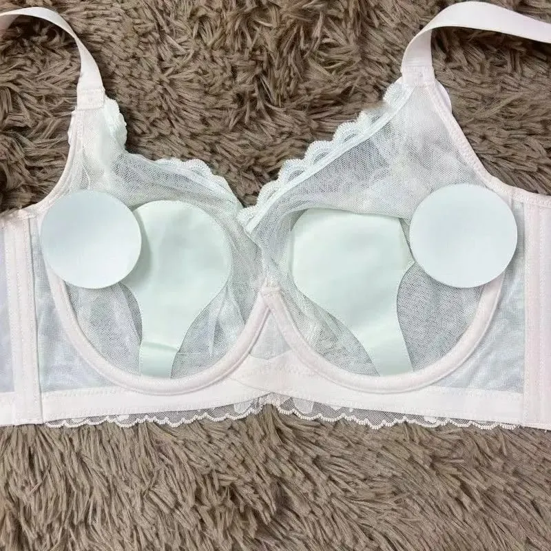 Women's Sexy Lace Support Bra Full Cup Lift Bralette Lingerie Anti-Sagging Ultra Thin Mesh - Slimming Underwear for Big Bust