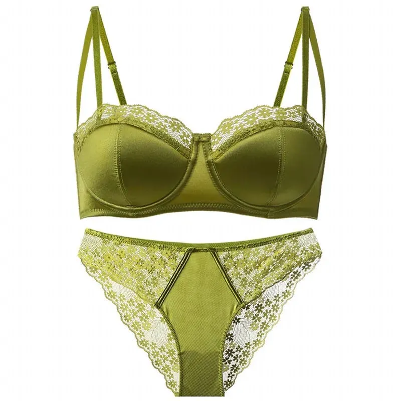 Hot Sale Top Sale Sexy Lingerie Bra Set Thin Underwire Lace Demi Cup Push Up Minimizer Anti Sagging Gather Side Fat Women 32-38