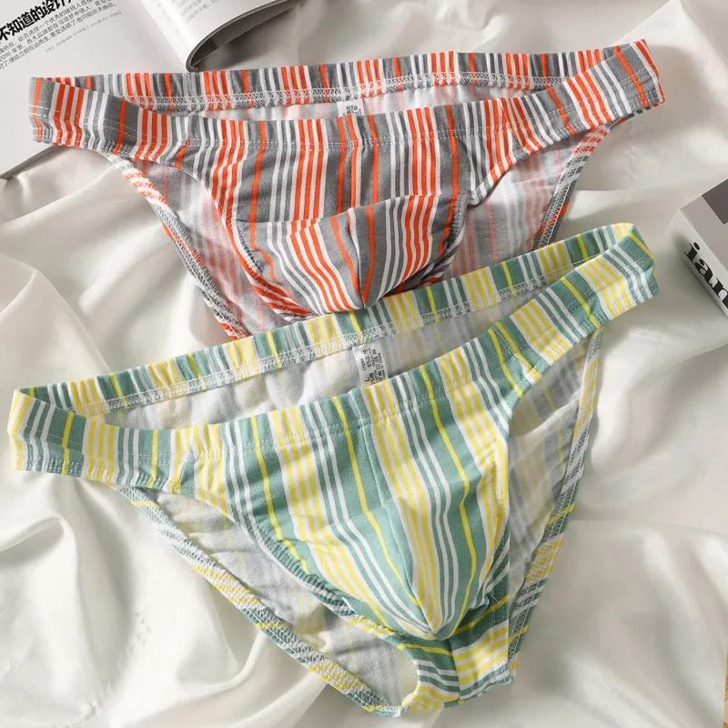 Sexy Men Briefs Cotton Male Breathable Comfortable U Bulge Pouch Underwear Mid Waist Striped Panties Hombre Soft Youth Undies — image 18