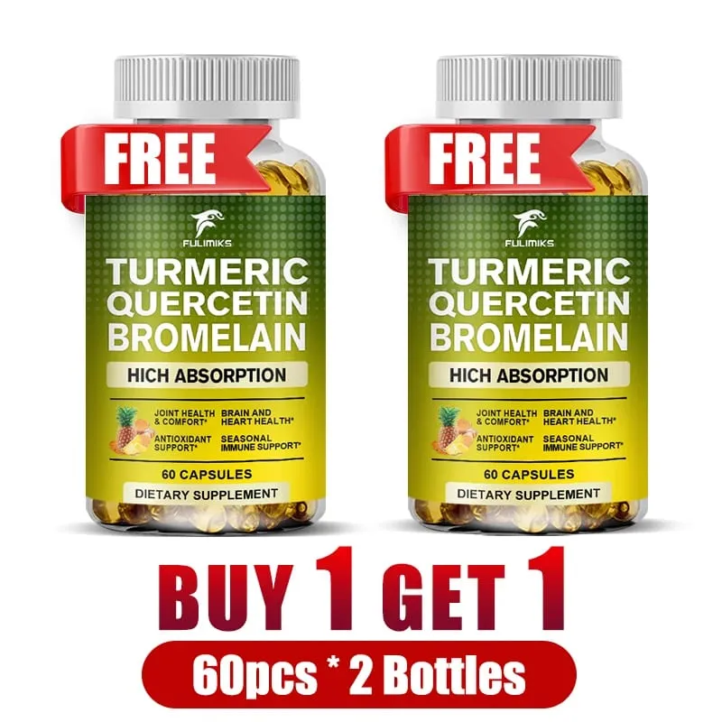 Buy 2 Get 2 Free! Turmeric Quercetin Bromelain Capsules Triple-Action Anti-Inflammatory Support for Joint Health & Immunity