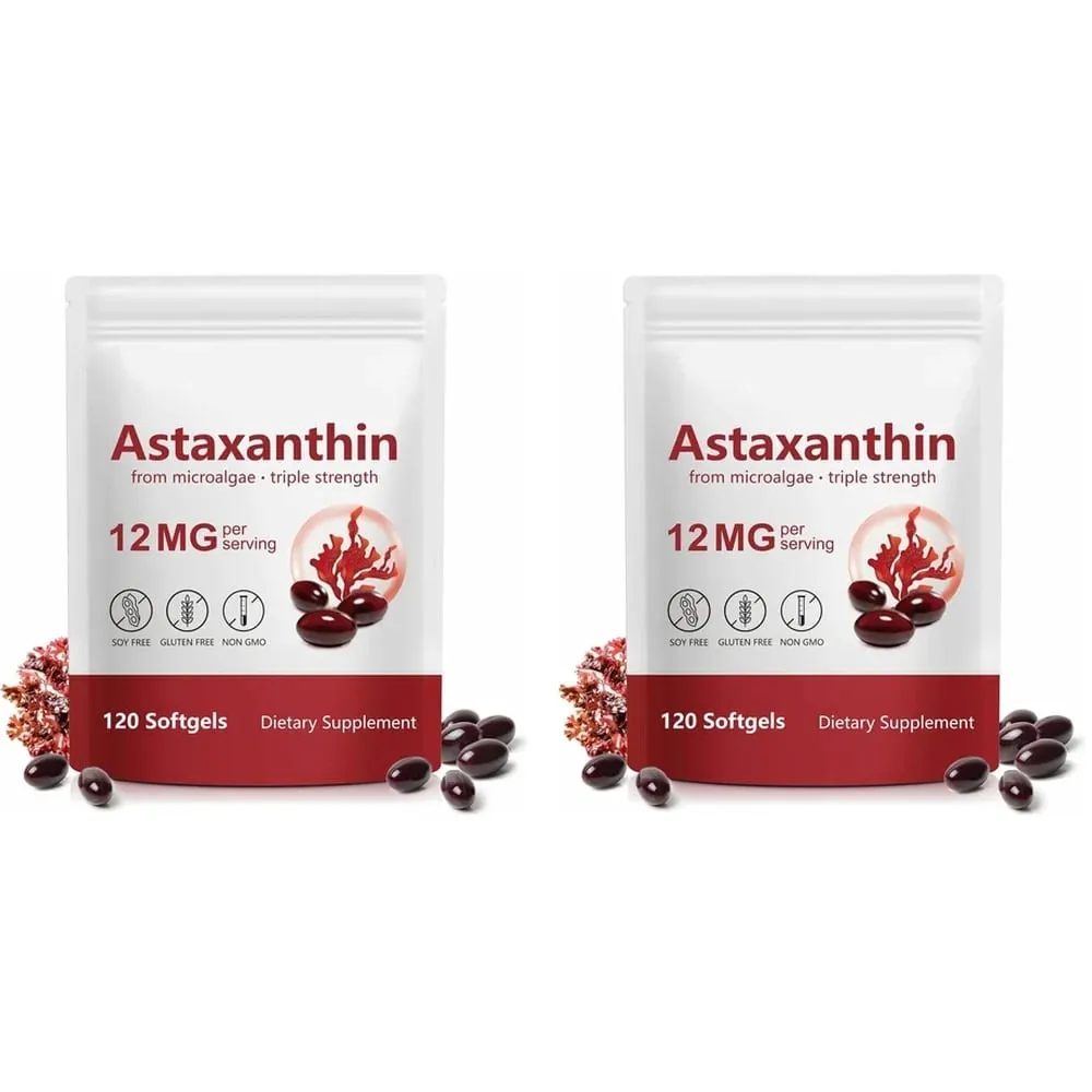 Astaxanthin 12mg Softgels Triple Strength Antioxidant Support for Skin Eye Joint & Immune Health – 120 Count 4‑Month Supply