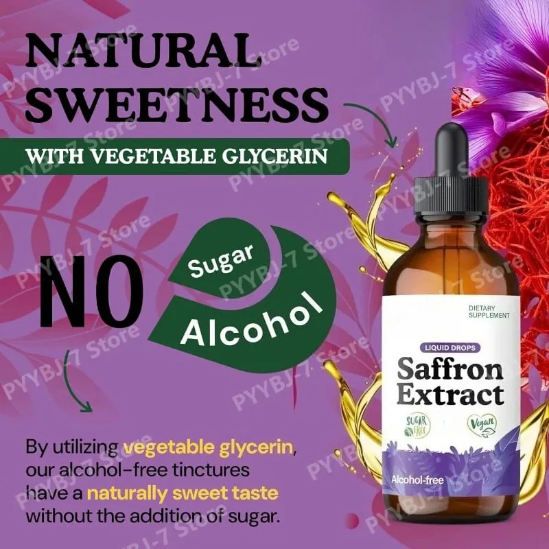 Organic Saffron Liquid Extract Drops Plant Based Herbal Supplement Vegan、sugar & Alcohol Free 60ml Daily Health Supplements — image 5