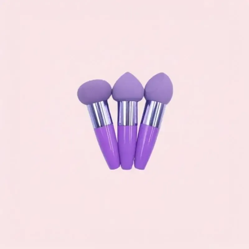 (.) 3PCS Mushroom Head Makeup Brushes Women Beauty Foundation Sponge Powder Puff With Handle Smooth Shaped Cosmetic Tool