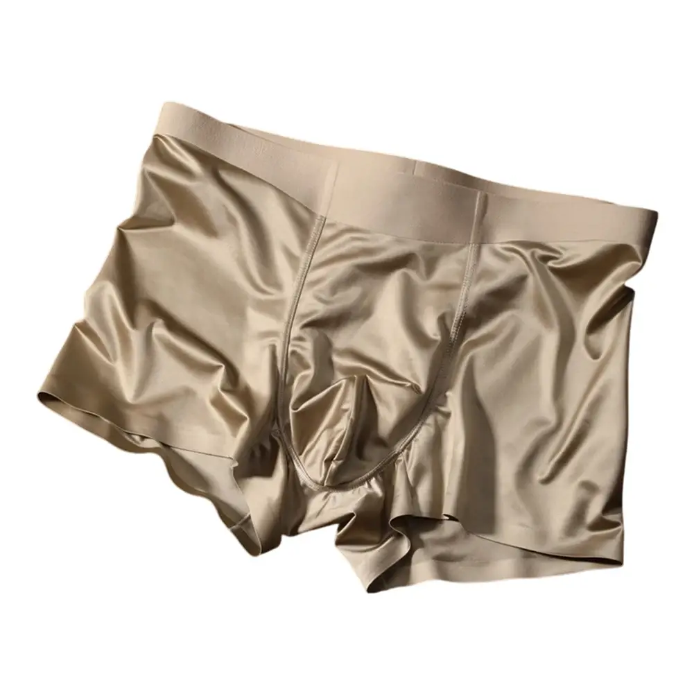 1pc Herren Nahtlose Boxershorts Atmungsaktive Schritt Höschen Eis Seide Boxershorts Bequeme Satin männer Unterwäsche Slips — image 3