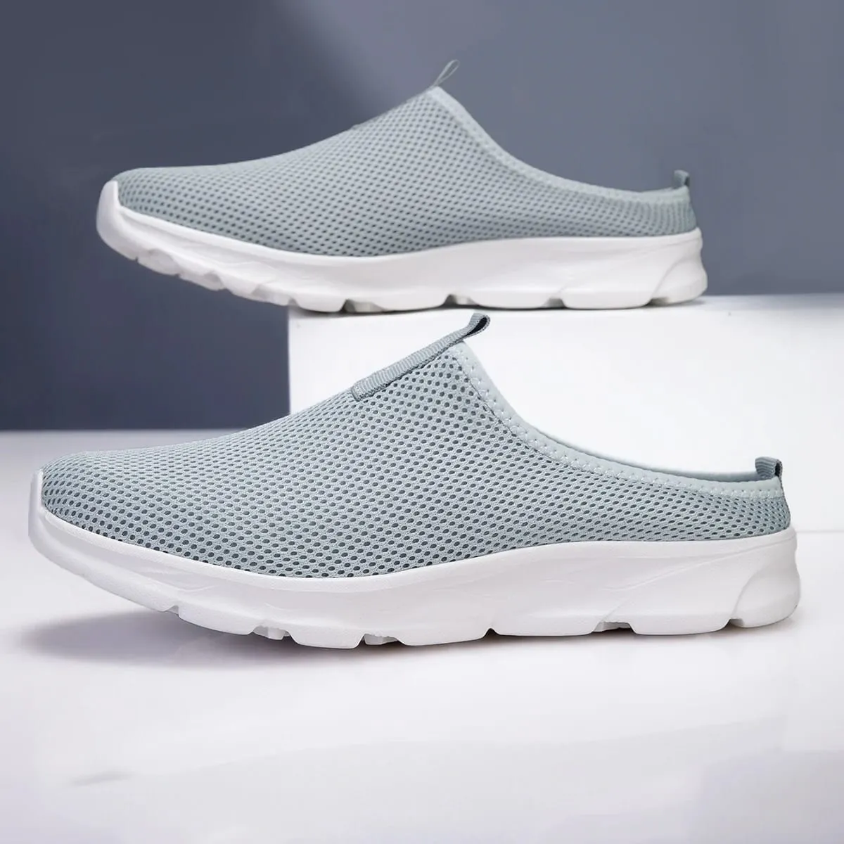 Men's Half Slipper Shoes Fashion Breathable Outdoor Mesh Casual Sneakers Lightweight Comfortable Tenis Masculino Walking Shoes — image 9