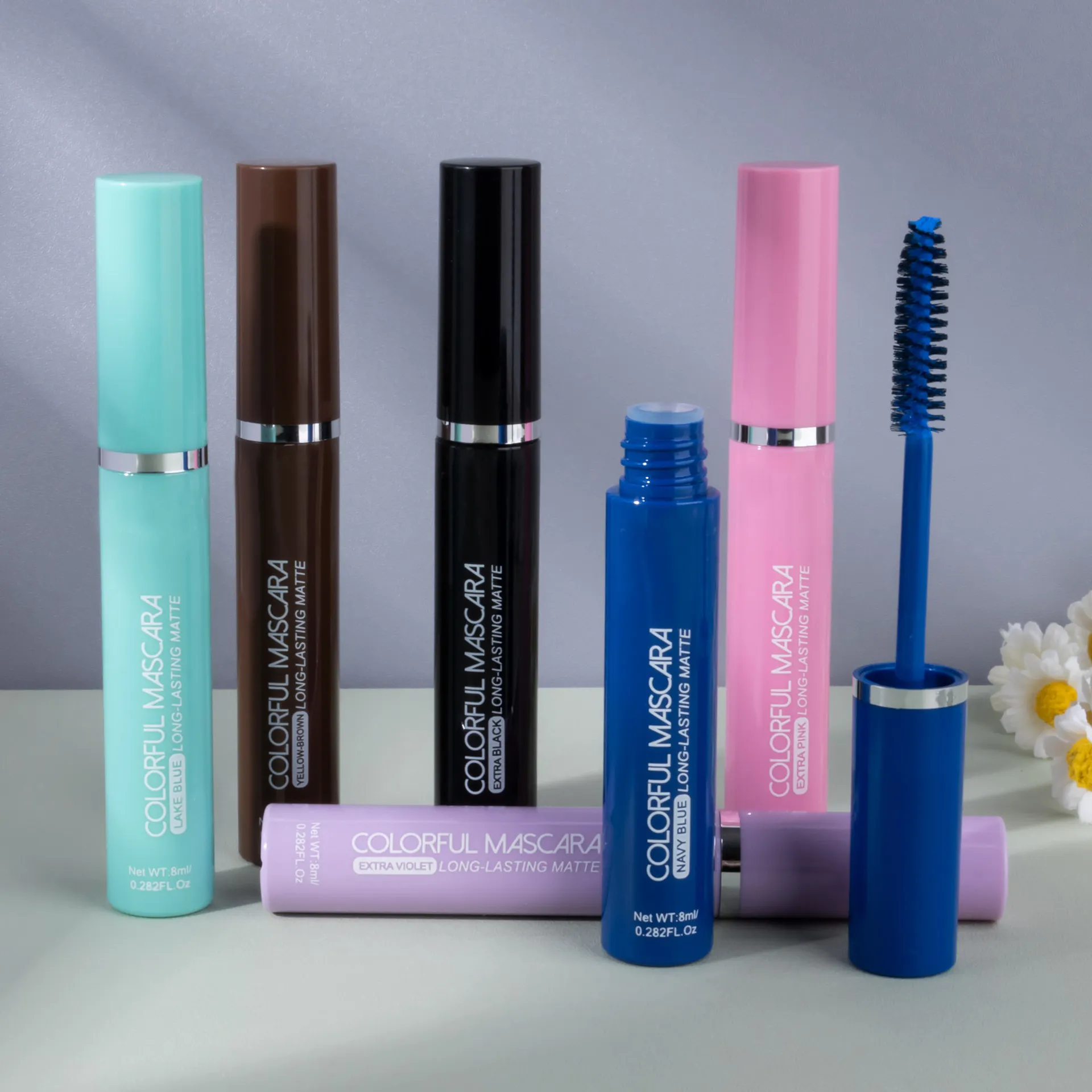 Ciglia mascara colorate Blu Rosa Verde Mascara impermeabile colorato Affascinante mascara arricciacapelli a lunga durata Trucco natalizio per occhi