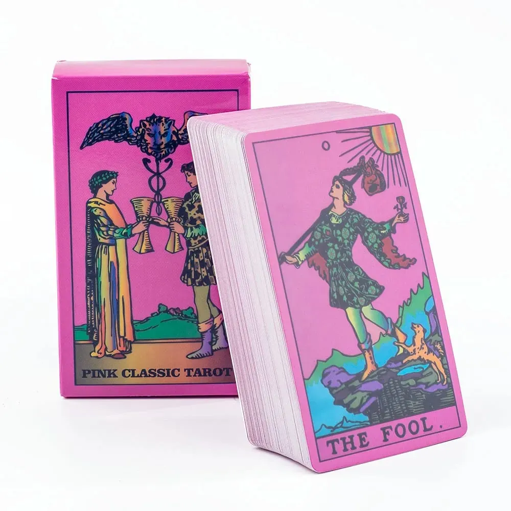 10.3*6cm Pink Neon Style Tarot Deck 78pcs - Classic Rider-Waite Smith Vibrant Trippy Cards — image 2