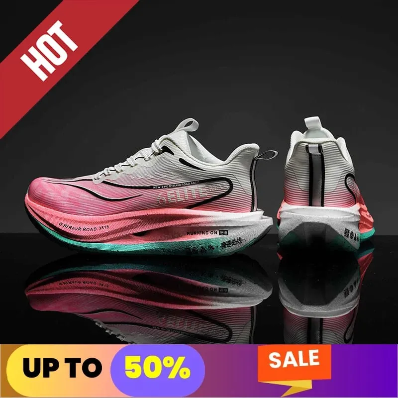 Fluorescence Running Shoes CarbonBoard Marathon Men Sports Breathable Women's Comfortable Athletic Casual Sneakers WearResistant
