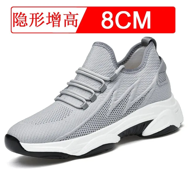 Men's Invisible Height Increasing Casual Shoes 10cm Elevator Breathable Mesh Upper Walking Shoes with Soft Bottom