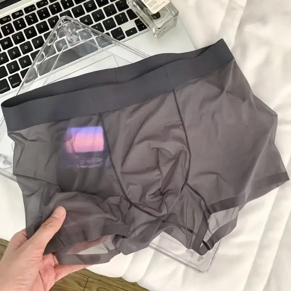 Män Boxer Transparent Lättvikts Underkläder Elastisk U-Konvex Tunn Perspektiv Shorts Sömlösa Trosor — image 9