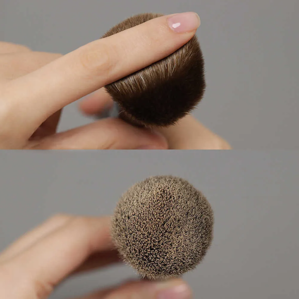 T100 Professional Handmade Makeup Brushes Soft Natural Goat Hair Round Face Powder Brush Short Ebony Wood Handle Make Up Brush — image 3