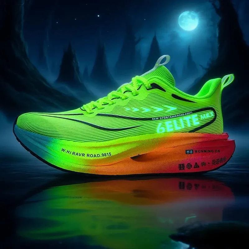 Men Running Shoes Carbon Board Speciality Marathon Sports Breathable Lightweight Women's Comfortable Athletic Nonskid Sneakers