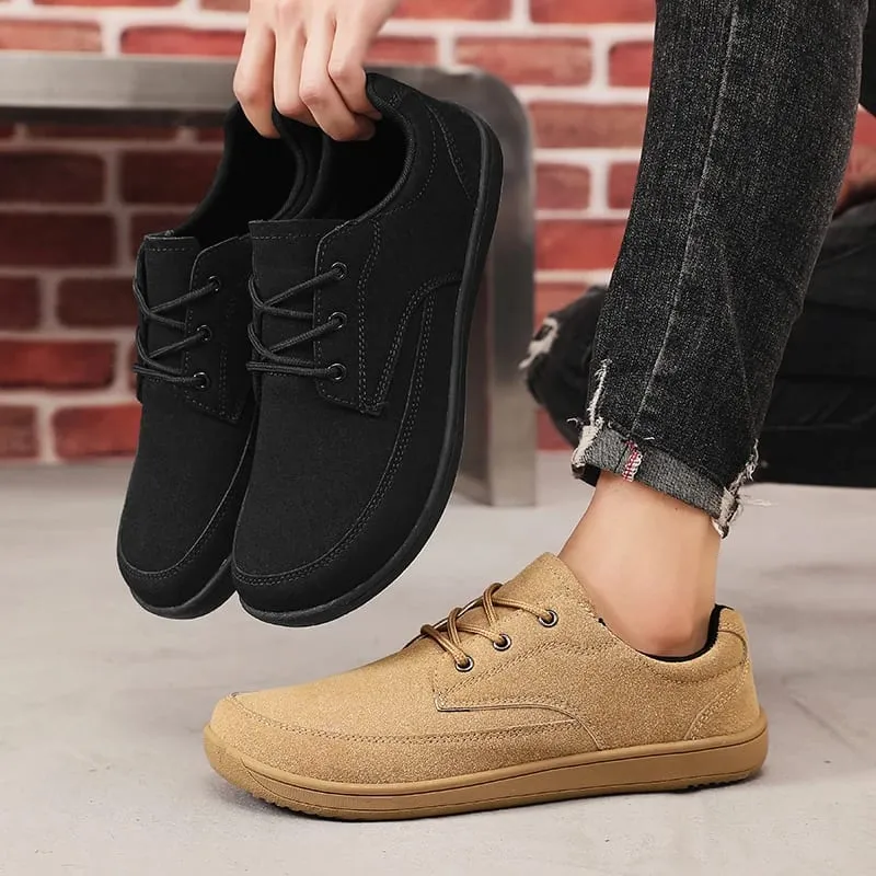 Mænd ruskind Casual sko med bred tå Beige tyk sål Snøresko vandresko Passer også til designer retro stil denim støvler størrelser
