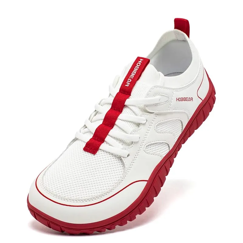 Laufsneaker mit breiter Spitze, Unisex, minimalistisches Mesh, atmungsaktive Schuhe, Kunstleder, Schnürsenkel, Wandersneaker