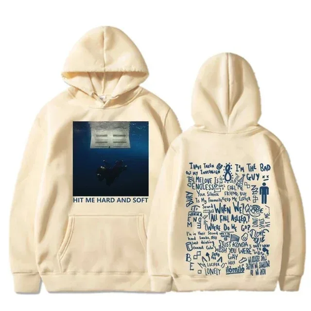Felpa con cappuccio Hit Me Hard and Soft Tour Billie Pullover da uomo Singer Stampa grafica Felpe in pile autunno inverno per i fan