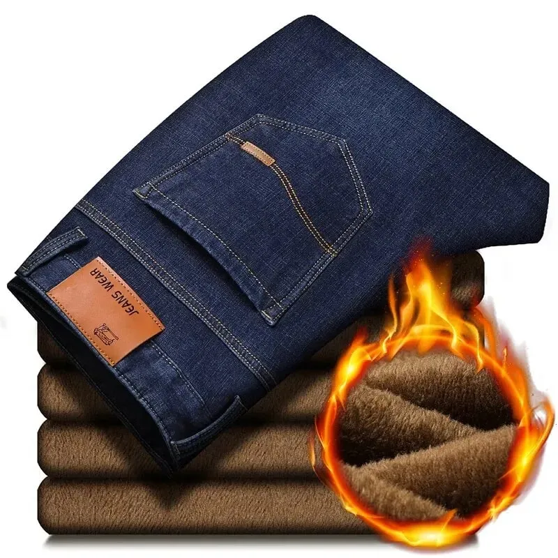 Men's Reflective Fleece-Lined Jeans - Thick Warm Lining Durable Denim & Reflective Trim Safe for Winter Night Commute & Casual — image 10