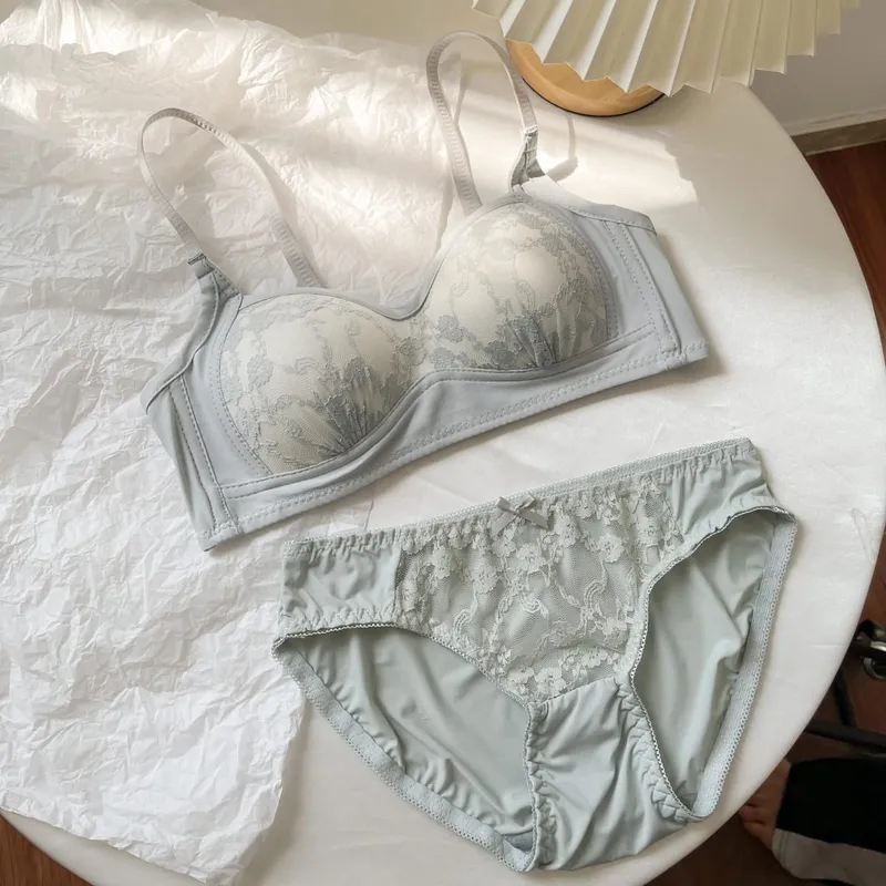 Sexy Push Up Lace Bralette Small Bust Wirefree Comfort Summer Ultra Thin Adjustable Straps Anti-Sagging Lingerie Set S-XL Bra — image 8
