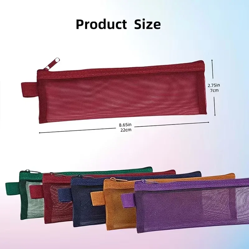 5PCS Nylon Mesh Makeup Bags Portable Multi-Functional Pencil Case for Storing Makeup Brushes Lipsticks - Organizing Cosmetic Bag — image 3