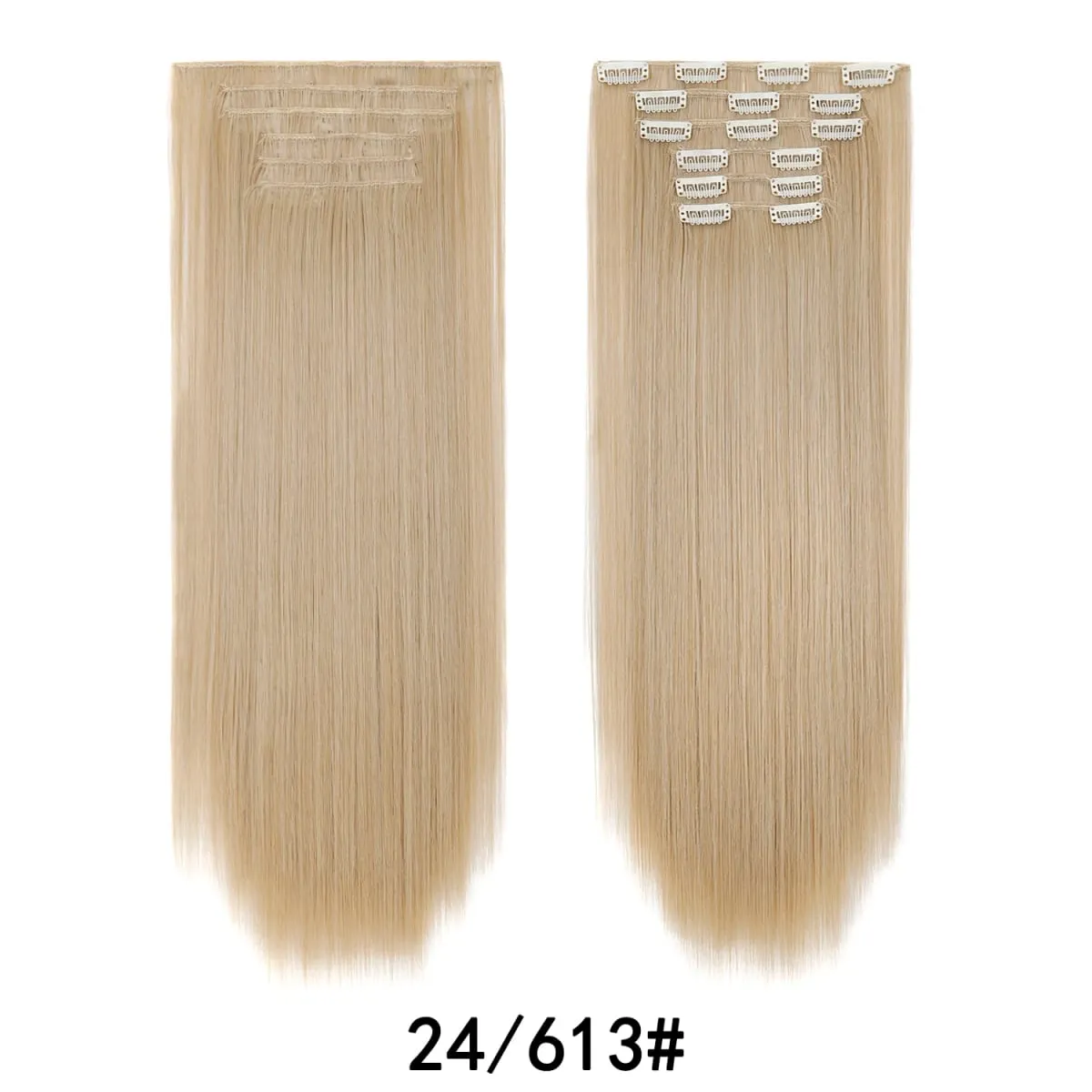 Jeedou Jeedou 6Pcs Clip In Straight Hair Extensions 60cm Long Synthetic Hair Pieces With 16 Clips Heat Resistant Hair For Women