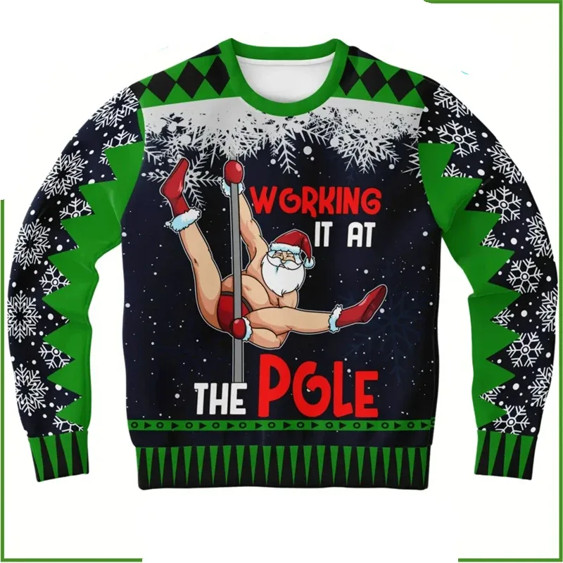 2025 Hot Christmas Ugly Sweater Men Women 3D Print Neon Pattern Santa Pullover Sweatshirt Unique Xmas Clothes Party Sweatshirt — image 4