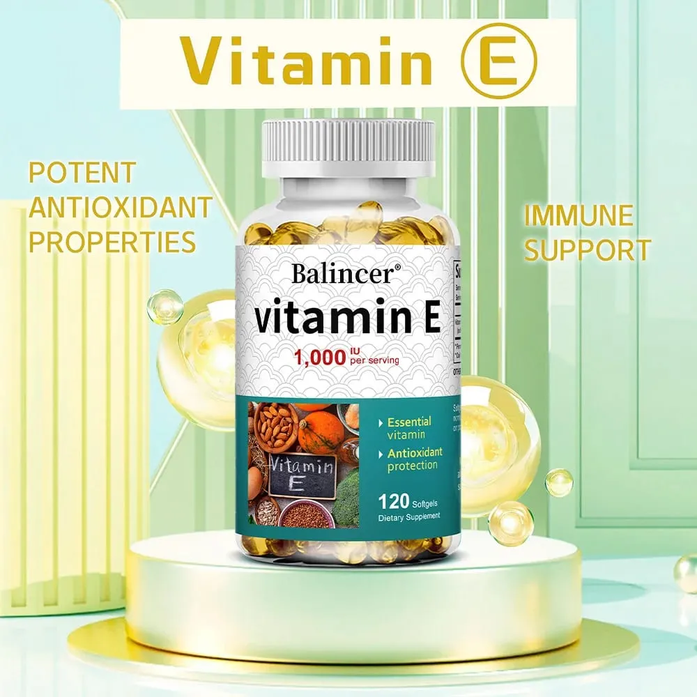 Natural Vitamin E Capsules Antioxidant Supplement Support Skin Hair Nail Heart Brain Cardiovascular & Immune System Wellness — image 3