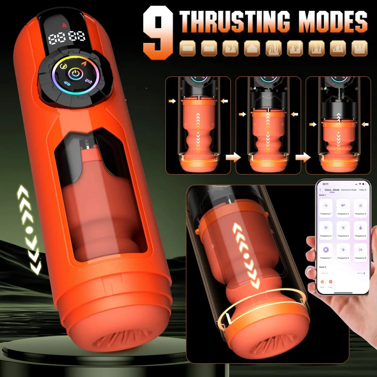 APP Intelligent Heating Suction Blowjob Masturbator for Men LCD Display Telescopic Vibrating Masturbation Cup Pocket Pussy