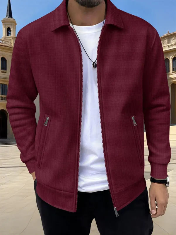 2026 New Spring Autumn Men Solid Color Zip Up Jacket Long Sleeve Pocket Casual Loose Coat Fashion Daily Wear Male Outerwear