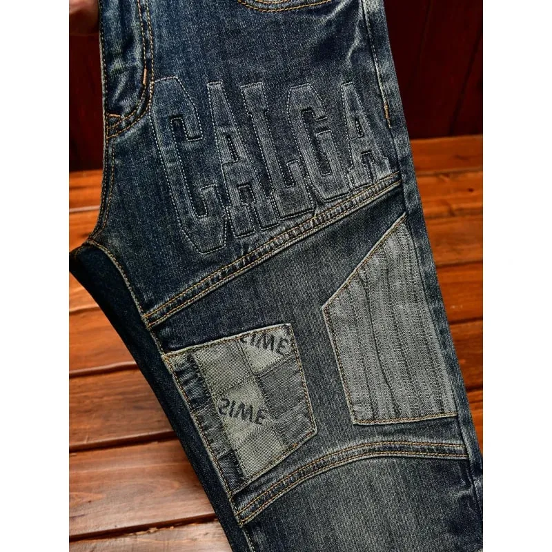 High end retro jeans for men slim fit small feet light luxury trend autumn style simple and casual long pants — image 3