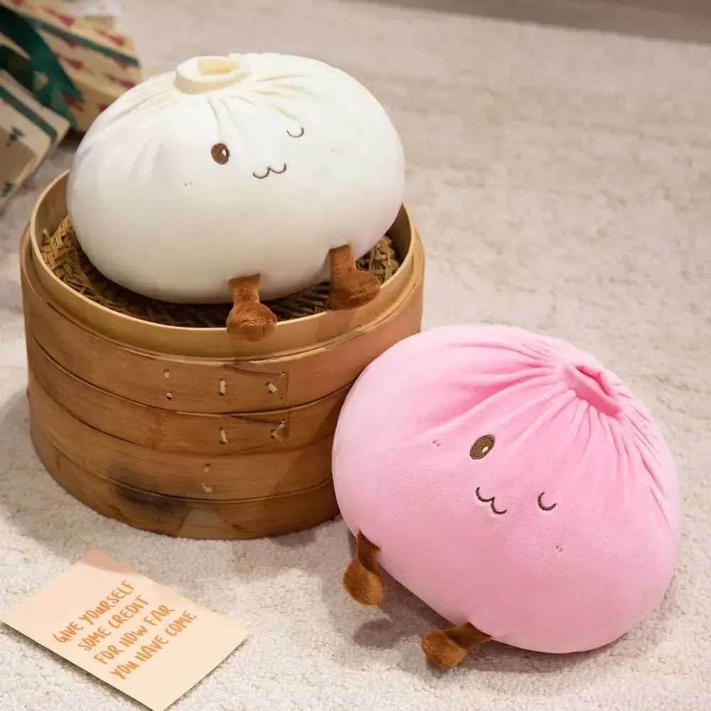 Super Soft Plush Material Steamed Bun Plush Pillow Fluffy Comfortable PP Cotton Filled Dumpling Plush Toy Stress Relief