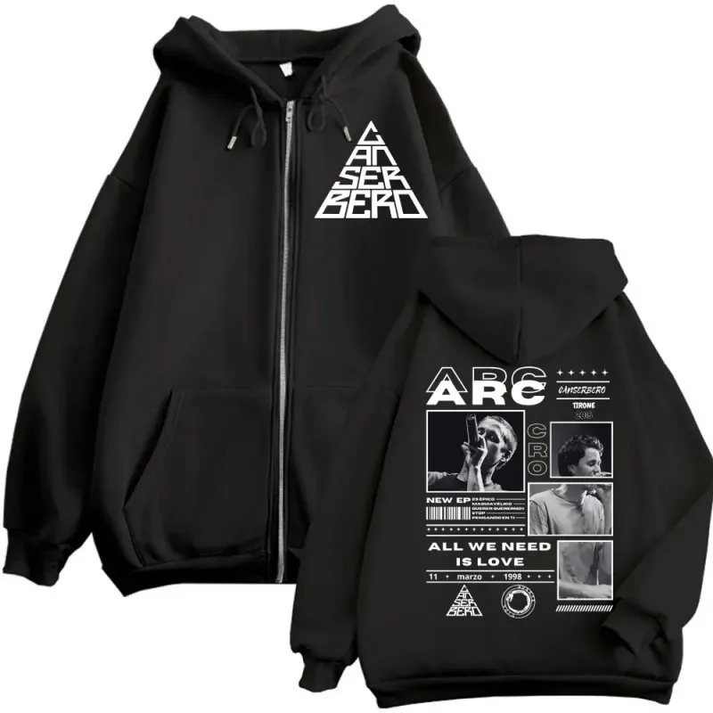 Canserbero All We Need is Love Muerte Vida Merch Zipper Hoodie Men's Fashion Hip Hop Zip Up Sweatshirts Casual Fleece Pullovers
