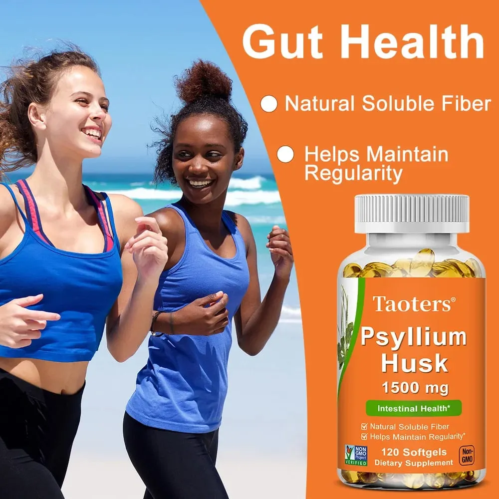 Psyllium Husk Supplement-Natural Soluble Fiber Promotes Digestion Supports Immunity and Promotes Intestinal Health 120 Capsules