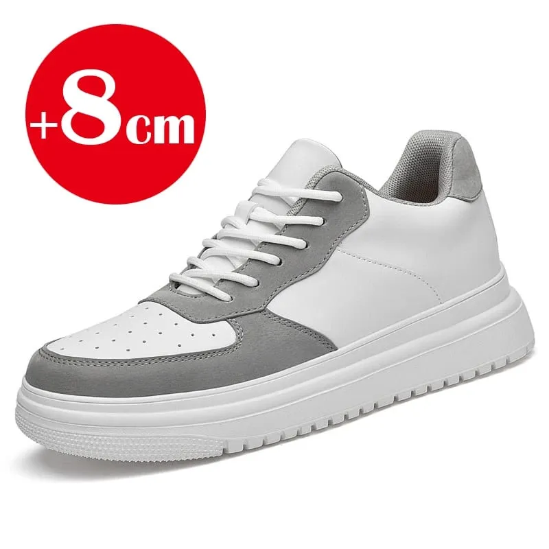 2026 남성용 새로운 높이 증가 신발 8cm 보이지 않는 엘리베이터 스니커즈 White Leathe Sport Zapatillas De Hombre 빅 사이즈 46 — image 10
