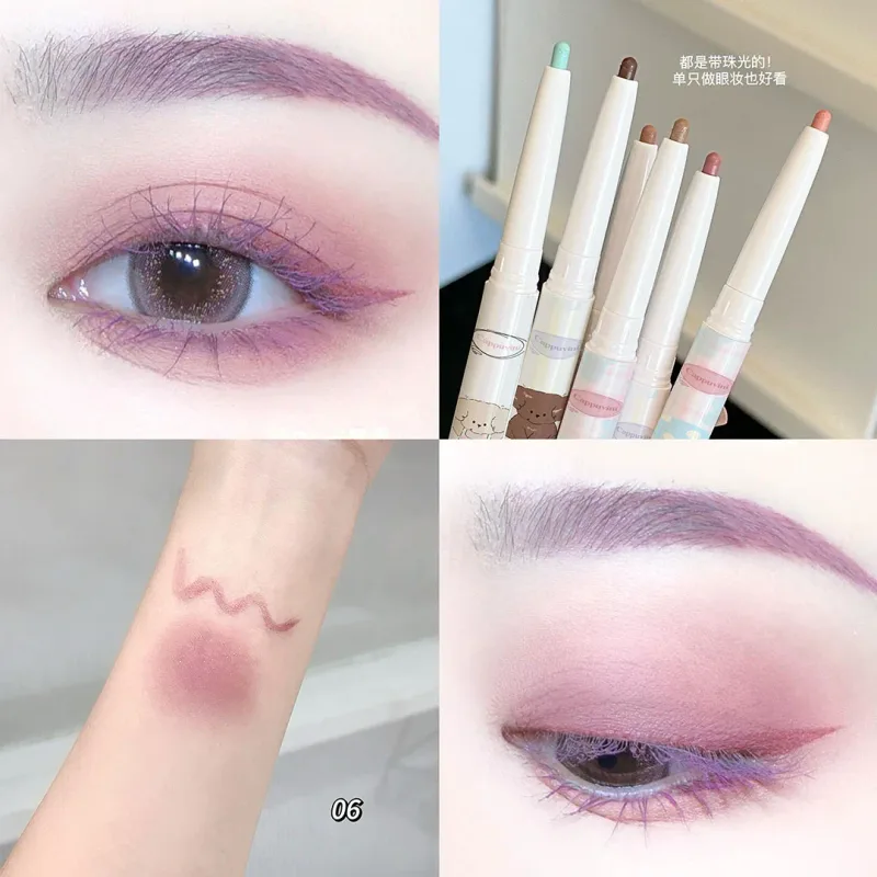 Delineador em gel perolado de uva com pincel, mistura suave e sedosa, chá marrom, rosa, bicho da seda, à prova d'água, maquiagem
