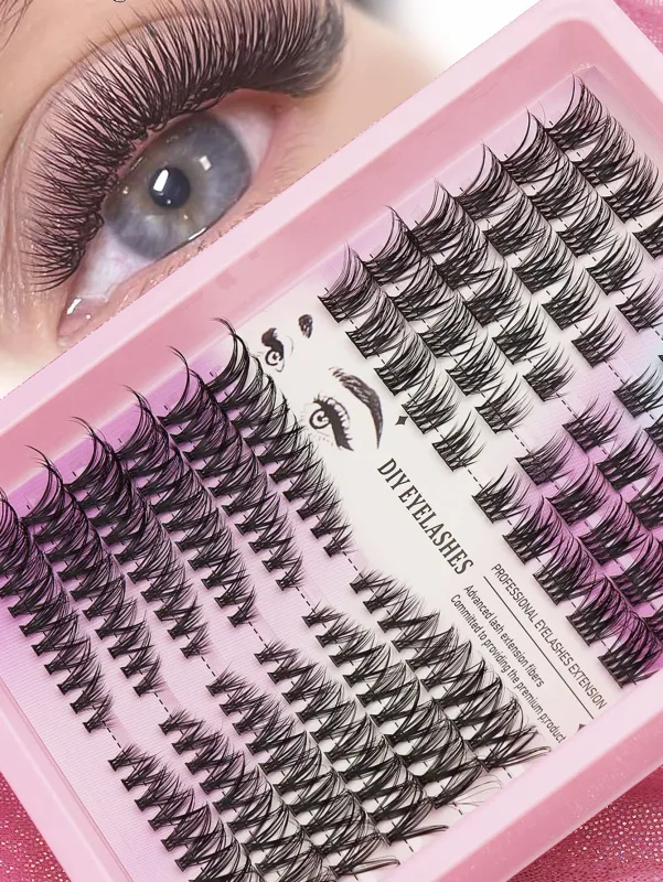 Cat Eye 16 rækker Cluster Lashes 406080100P Blandede DIY Individuelle øjenvipper Tykke Bakke DIY Eyelash Extension Wispy Volume Eyelashes