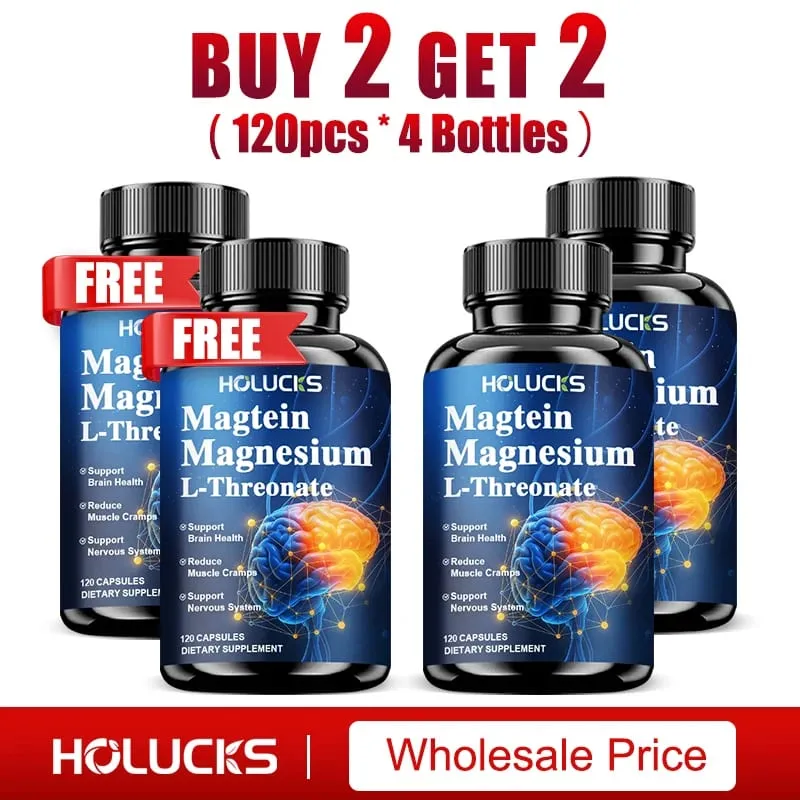 Magnesium L-Threonate Supplement Support Brain Health Nerve Function Muscle Strength Relieve Stress for Deep Sleep