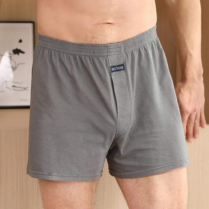 الرجال الملاكم بانتي مجموعة Underpant فضفاض كبير قصير قميص أبيض بحجم ضخم الملابس الداخلية للرجال سراويل بوكسر الصلبة الذكور الأوسط الملاكم