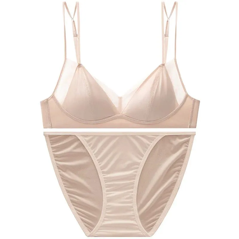 Premium Sexy Leopard Lingerie Kit Wireless Thin French Triangle Cup Comfy Nude Shaping Women Summer Daily Underclothes M-XL Bra