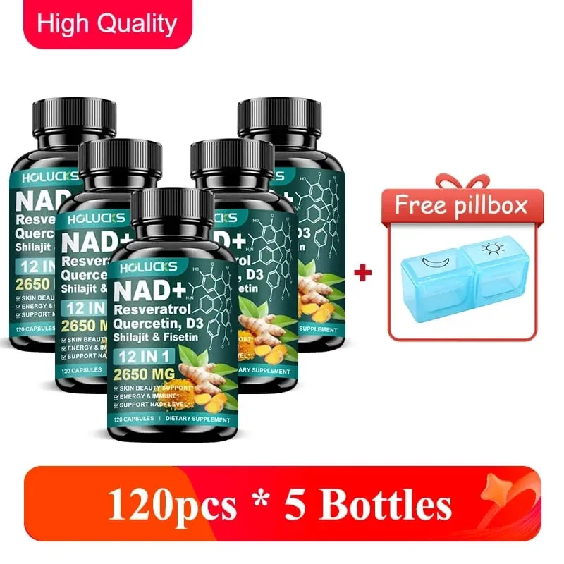 12-in-1 NAD+ Capsules with Turmeric Grape Seed Support Energy Production Digestive Comfort & Immune Function for Active Women